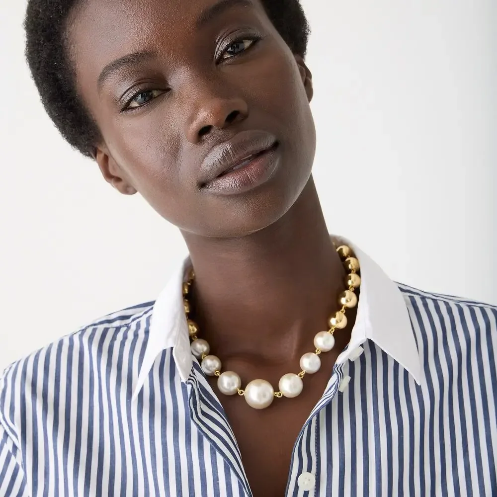 J.Crew Cropped Dark Evening Striped Garçon Shirt Size 10 NEW Womens Preppy NWT - Picture 3 of 14